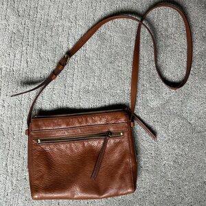 Fossil Crossbody cognac leather purse